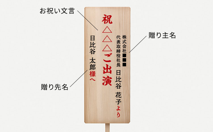 公演・発表会祝い向け 木札