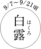 9/7～9/21頃 白露（はくろ）
