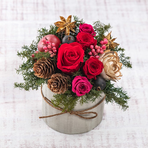 プリザーブド＆ドライフラワーアレンジメント「ナターレフィオーレ」