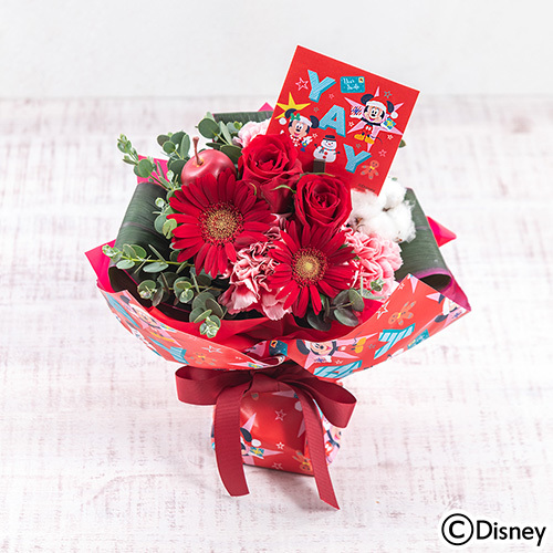 【Disney100】ディズニー そのまま飾れるブーケ「クリスマスギフト（ミッキー＆ミニー）」